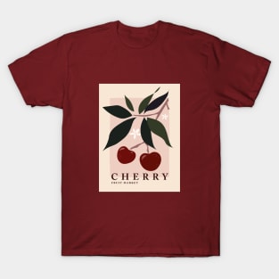 Fruit market, Cherry, Retro print, Cottagecore aesthetic, Exhibition art, Boho art, Floral, Botanical T-Shirt